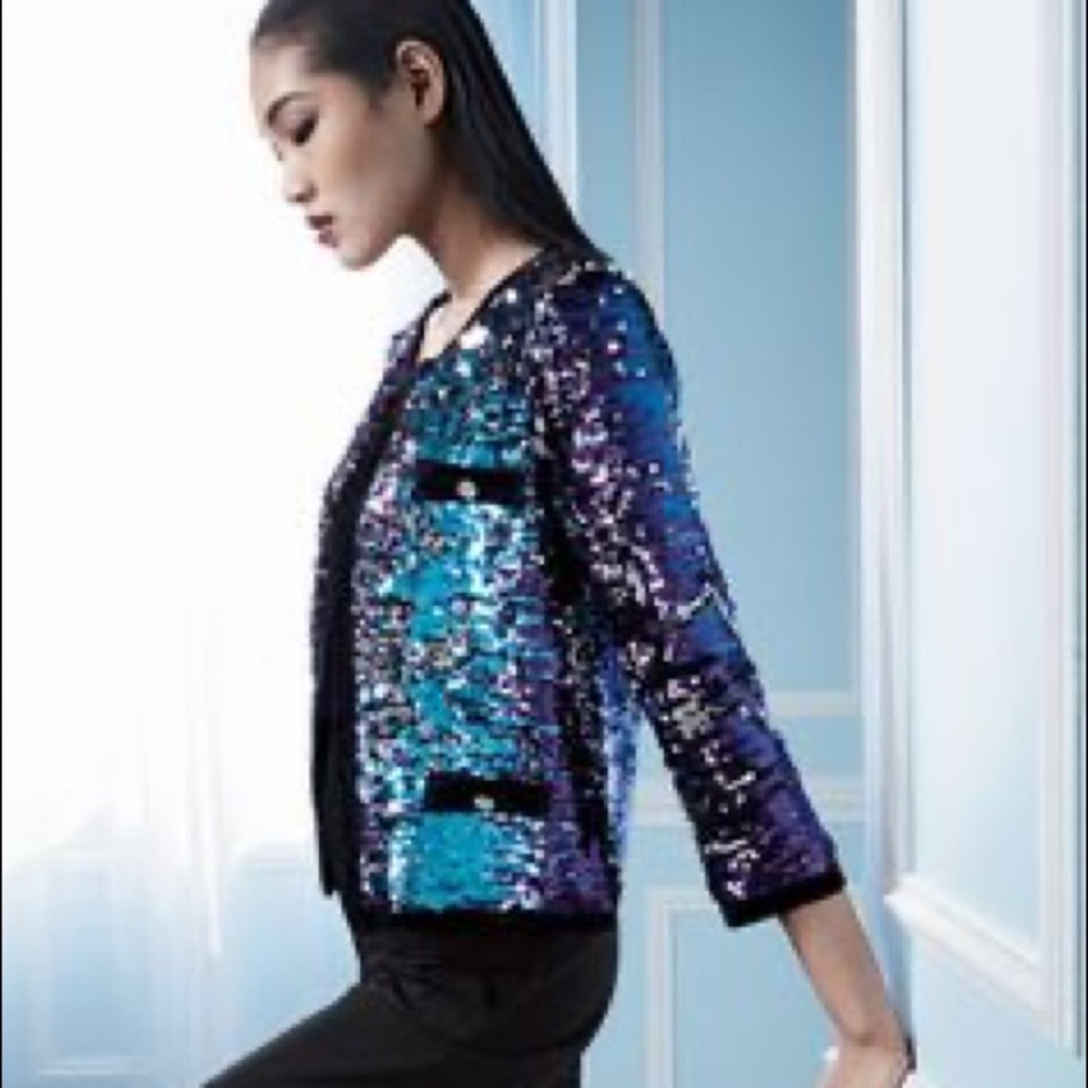 Michael Simon Allover Sequins Jacket Petite Medium - image 2